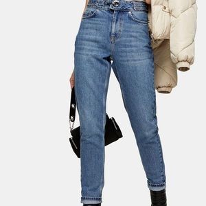 TopShop Mid Blue D Ring Mom Tapered Jeans